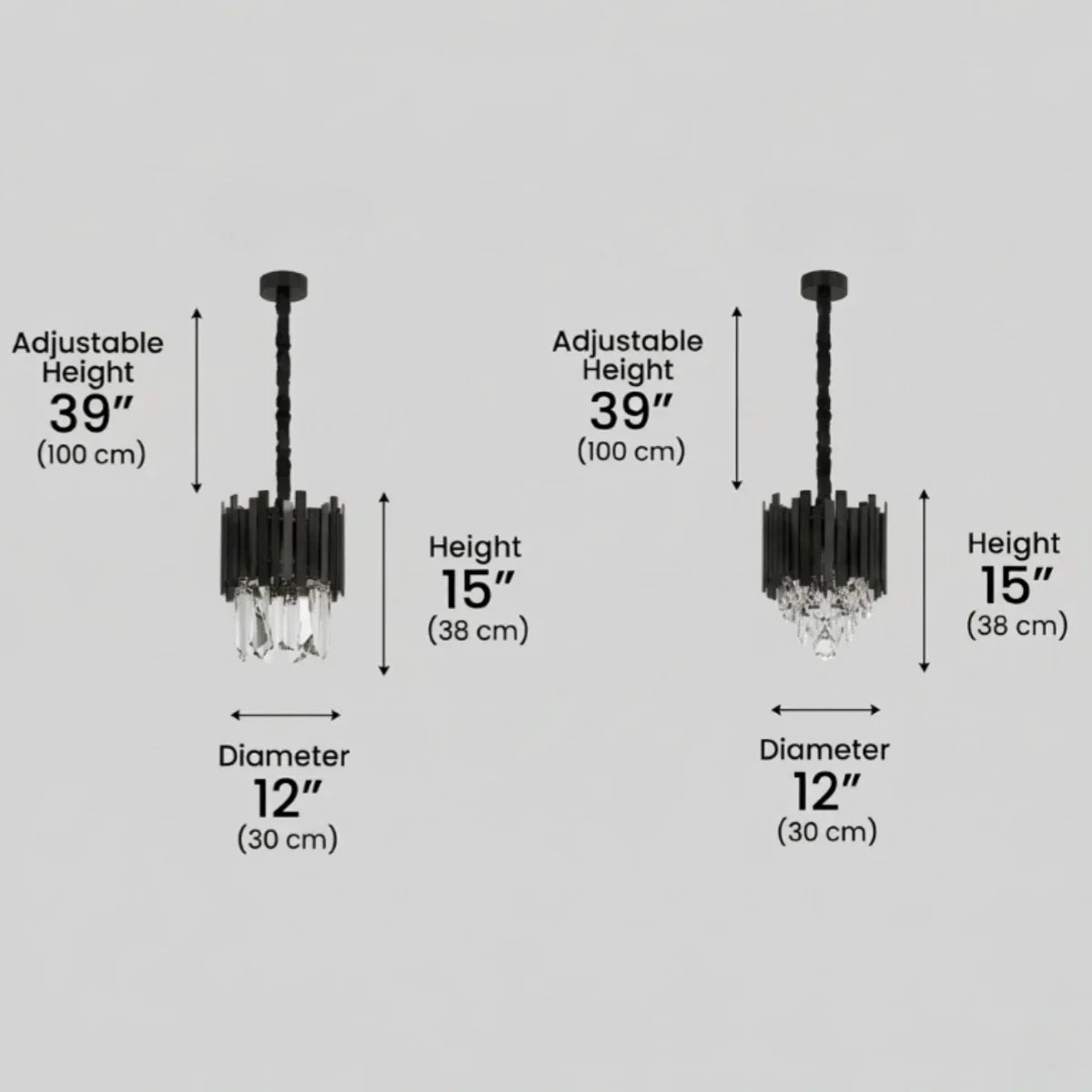 Modern Obsidian Mini Pendant Light with Crystal Detail - Flindria