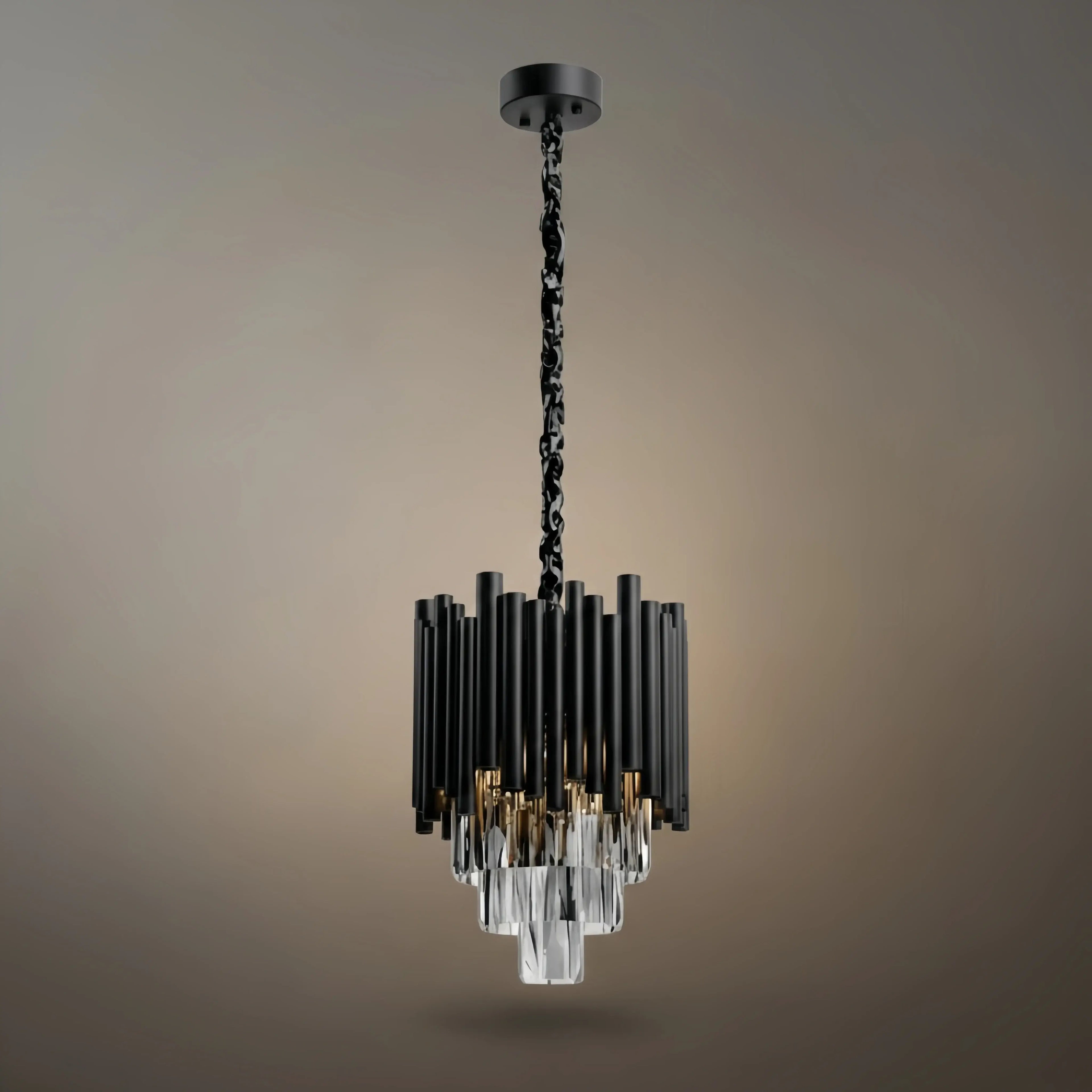 Modern Obsidian Mini Pendant Light with Crystal Detail - Flindria