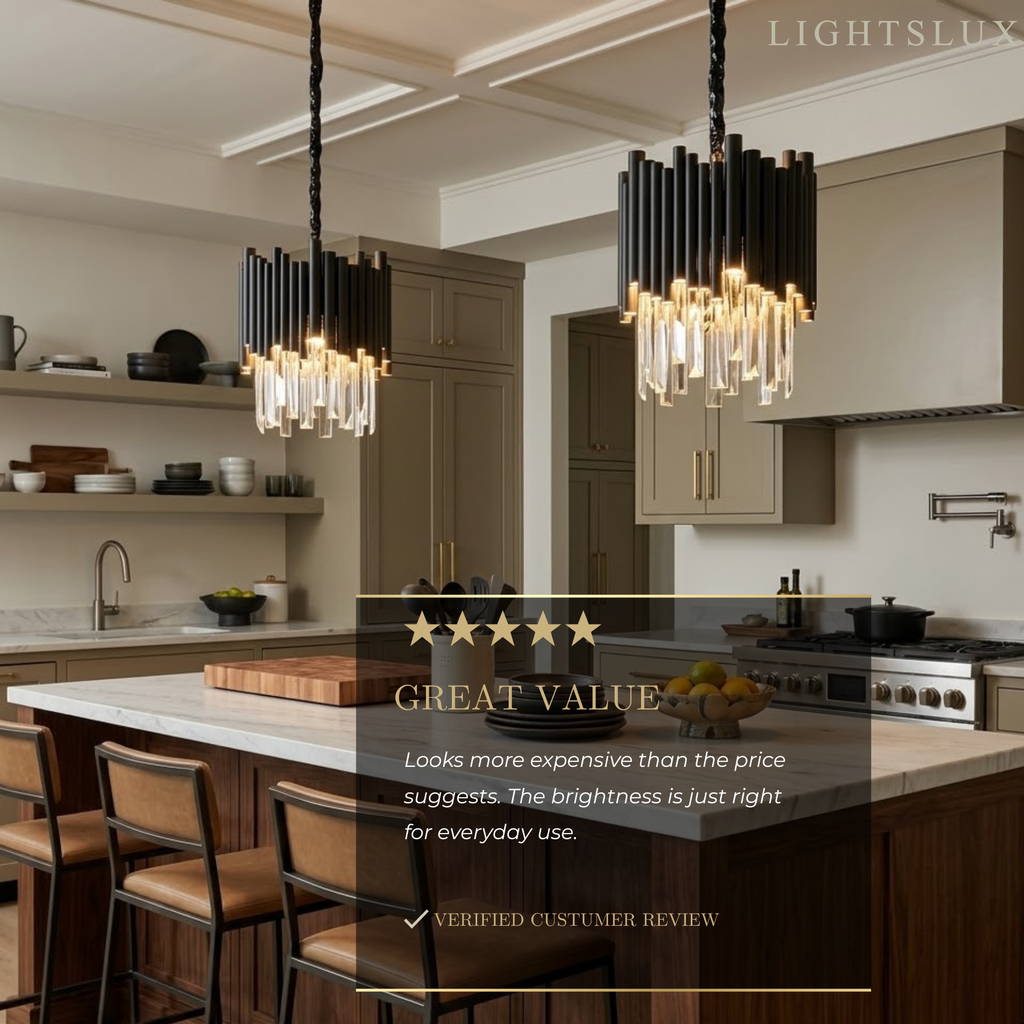 Modern Obsidian Mini Pendant Light with Crystal Detail - Flindria