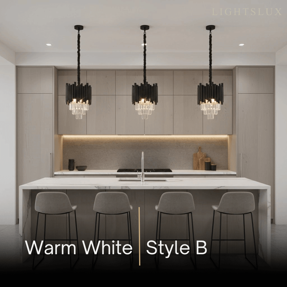 Modern Obsidian Mini Pendant Light with Crystal Detail - Flindria