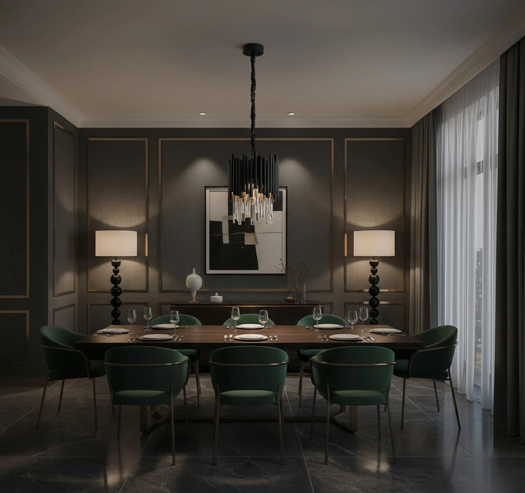 Modern Obsidian Mini Pendant Light with Crystal Detail - Flindria