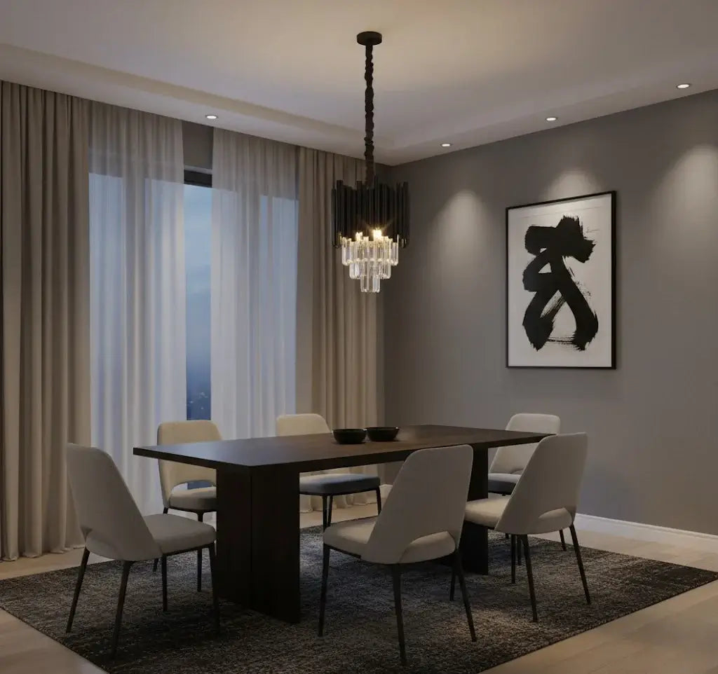 Modern Obsidian Mini Pendant Light with Crystal Detail - Flindria