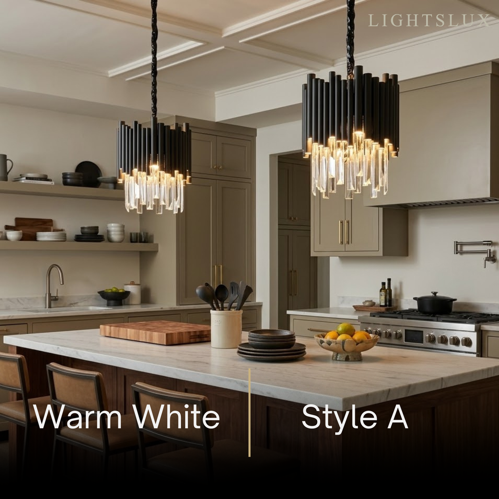 Modern Obsidian Mini Pendant Light with Crystal Detail - Flindria