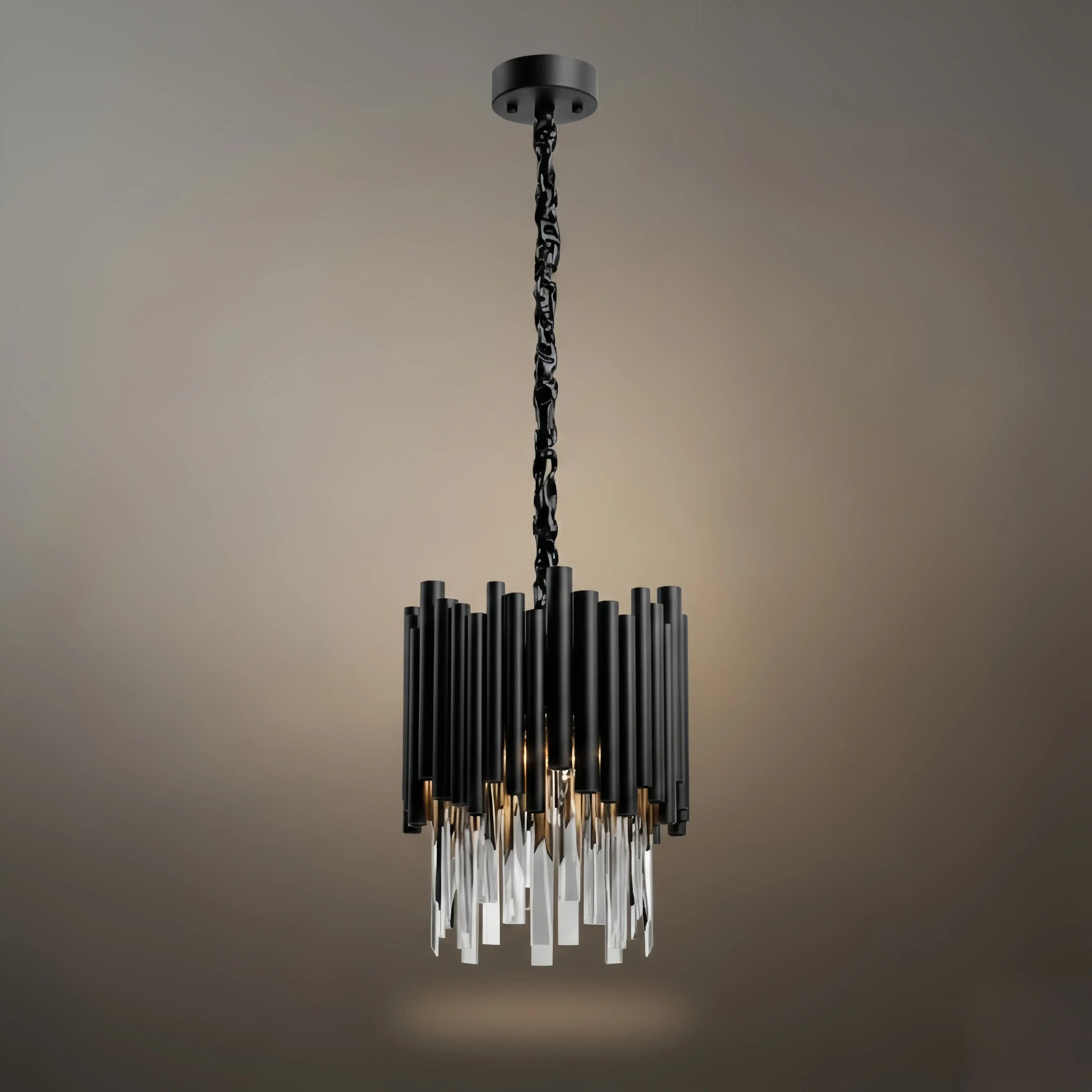 Modern Obsidian Mini Pendant Light with Crystal Detail - Flindria