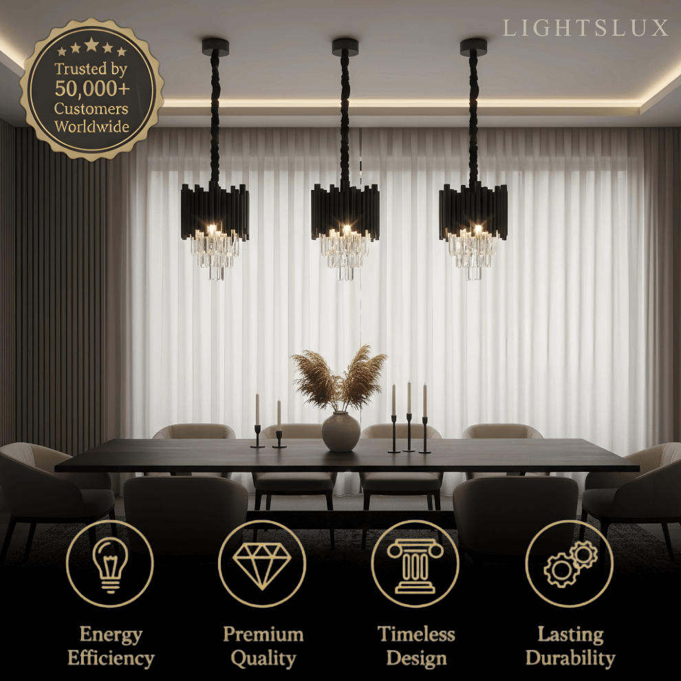 Modern Obsidian Mini Pendant Light with Crystal Detail - Flindria