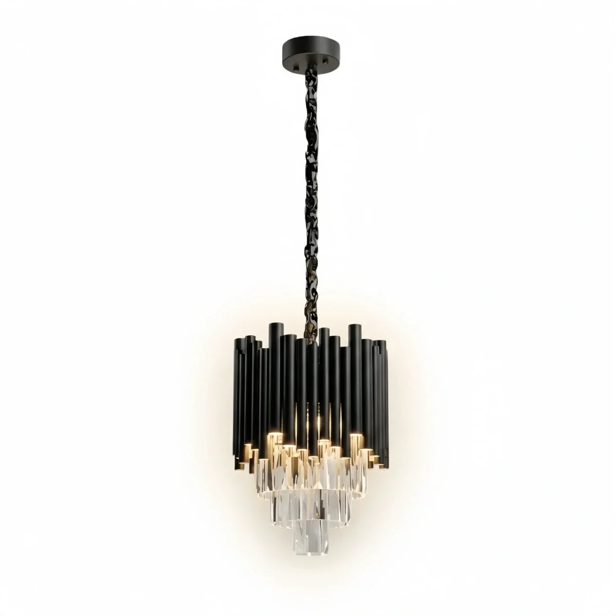 Modern Obsidian Mini Pendant Light with Crystal Detail - Flindria