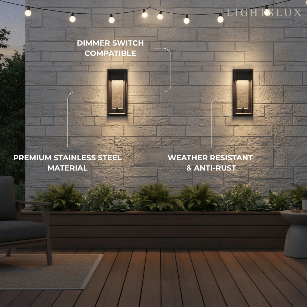 Modern Outdoor Wall Sconce, Black Stainless Steel Open Frame Light for Patio/Entryway - Flindria
