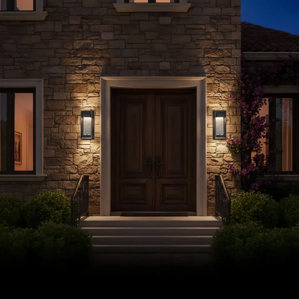 Modern Outdoor Wall Sconce, Black Stainless Steel Open Frame Light for Patio/Entryway - Flindria