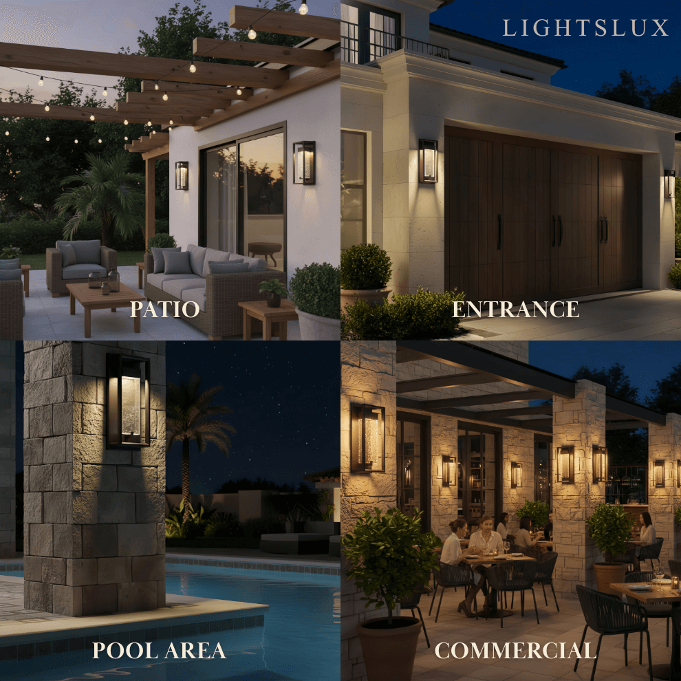 Modern Outdoor Wall Sconce, Black Stainless Steel Open Frame Light for Patio/Entryway - Flindria