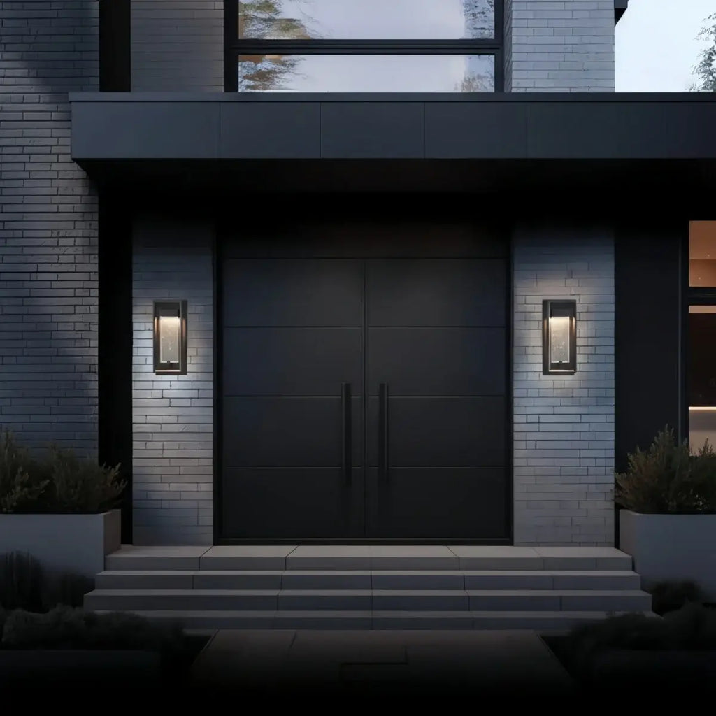 Modern Outdoor Wall Sconce, Black Stainless Steel Open Frame Light for Patio/Entryway - Flindria