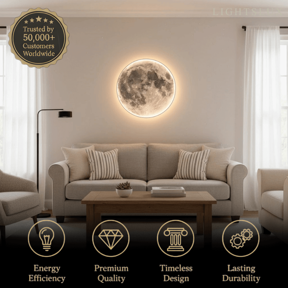 Moon Wall Night Light – Soft Warm LED Wall Lamp for Nursery & Cozy Home Lighting - Flindria