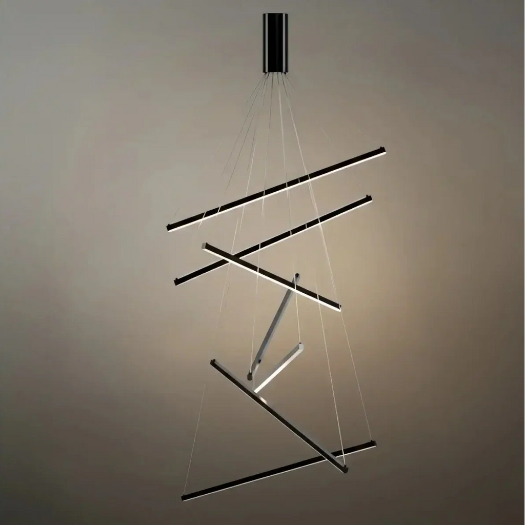 Modern Sculptural Chandelier – Aluminum & Silica Gel LED Halo Light for Living Room - Flindria