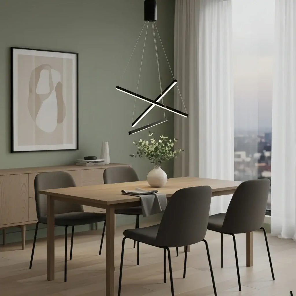 Modern Sculptural Chandelier – Aluminum & Silica Gel LED Halo Light for Living Room - Flindria