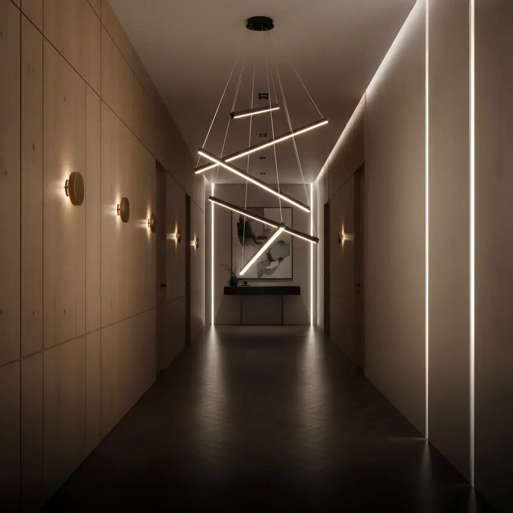 Modern Sculptural Chandelier – Aluminum & Silica Gel LED Halo Light for Living Room - Flindria