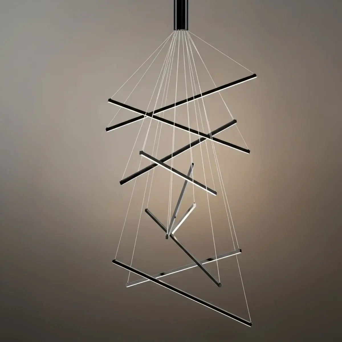 Modern Sculptural Chandelier – Aluminum & Silica Gel LED Halo Light for Living Room - Flindria