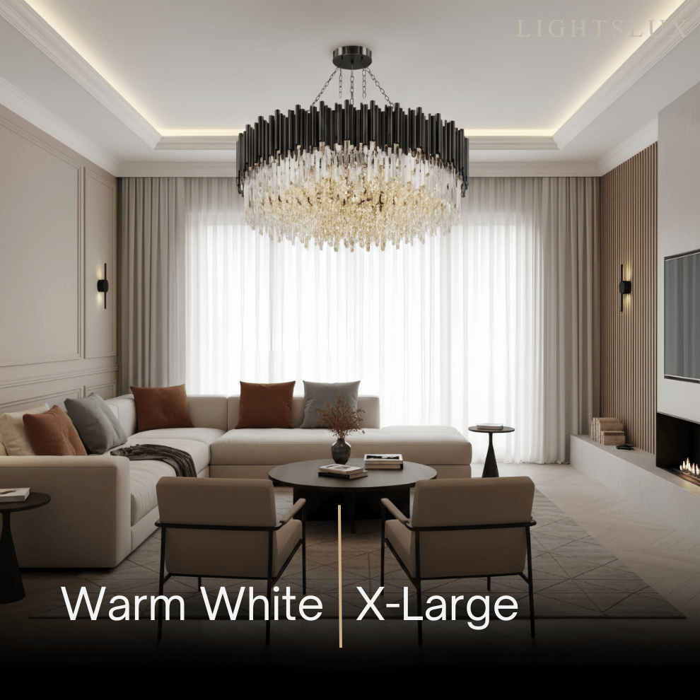 Candelabro moderno de cristal – Marco negro con punto focal brillante para comedor/sala de estar - Flindria