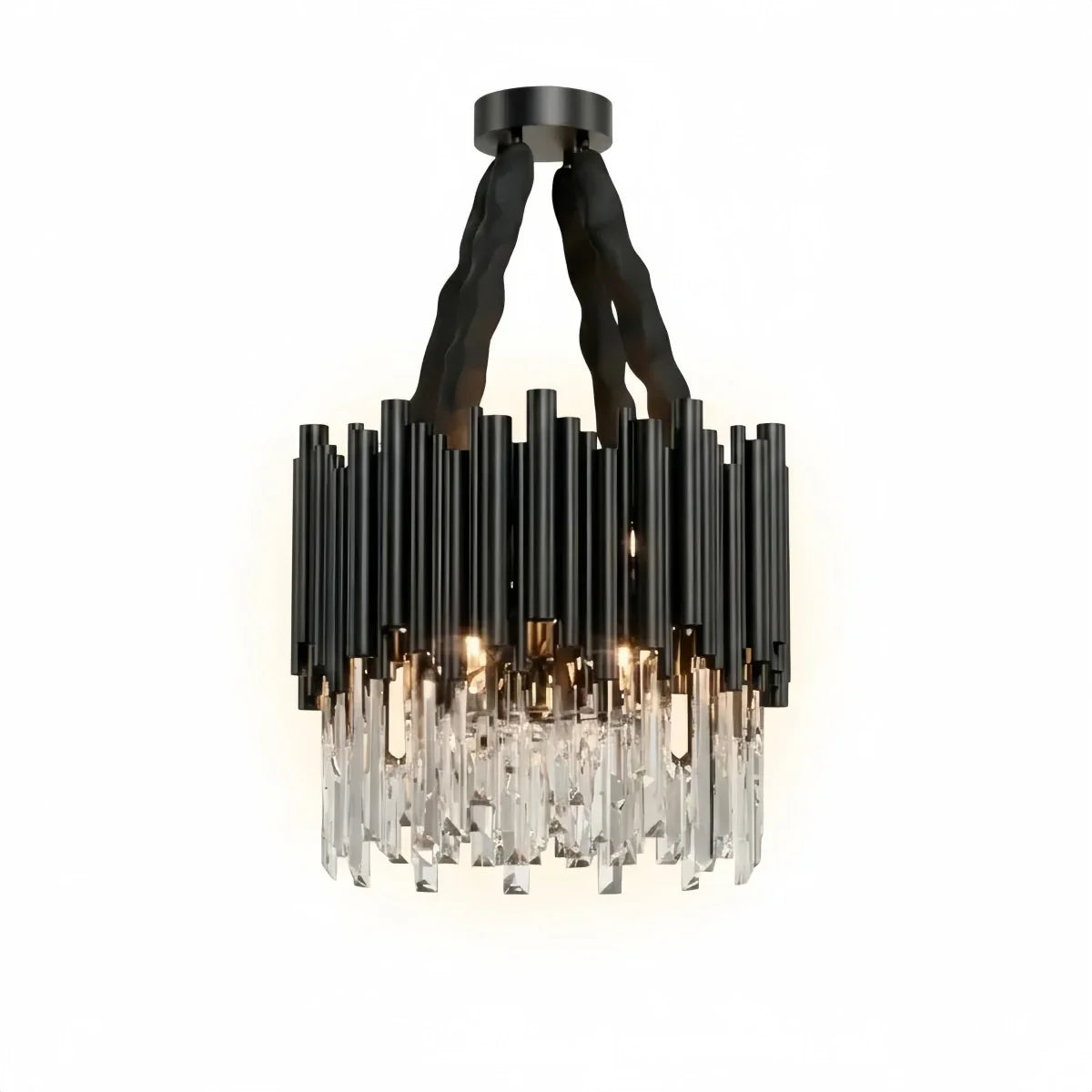 Candelabro moderno de cristal – Marco negro con punto focal brillante para comedor/sala de estar - Flindria