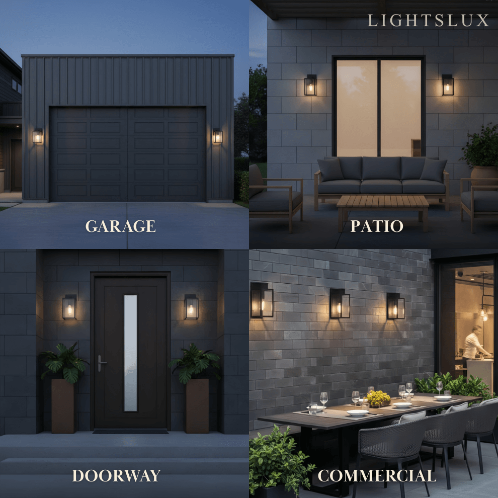 Modern Outdoor Wall Sconce – Black Stainless Steel with Clear Glass for Porch/Patio - Flindria