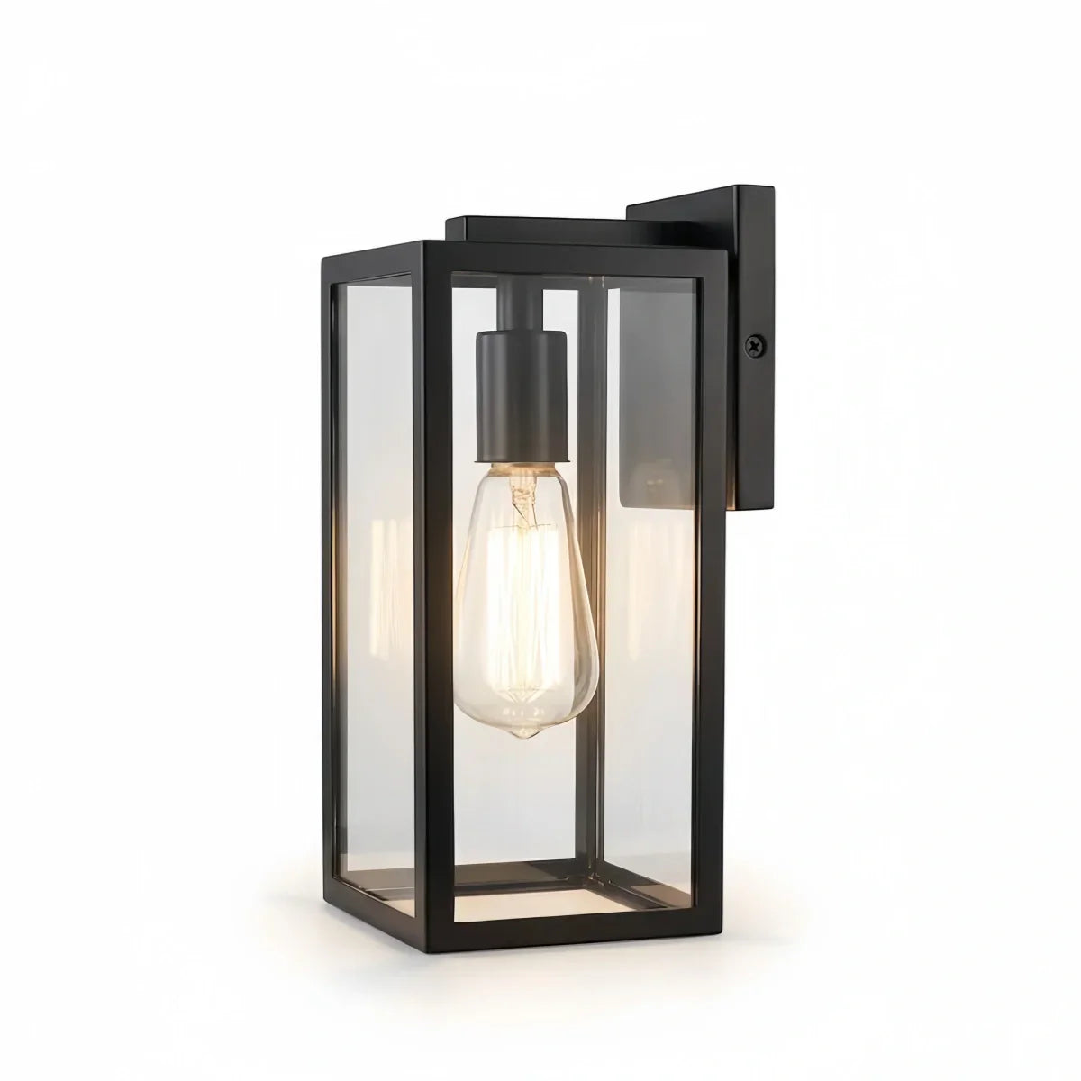 Modern Outdoor Wall Sconce – Black Stainless Steel with Clear Glass for Porch/Patio - Flindria