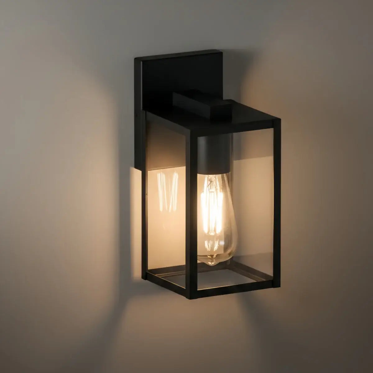 Modern Outdoor Wall Sconce – Black Stainless Steel with Clear Glass for Porch/Patio - Flindria