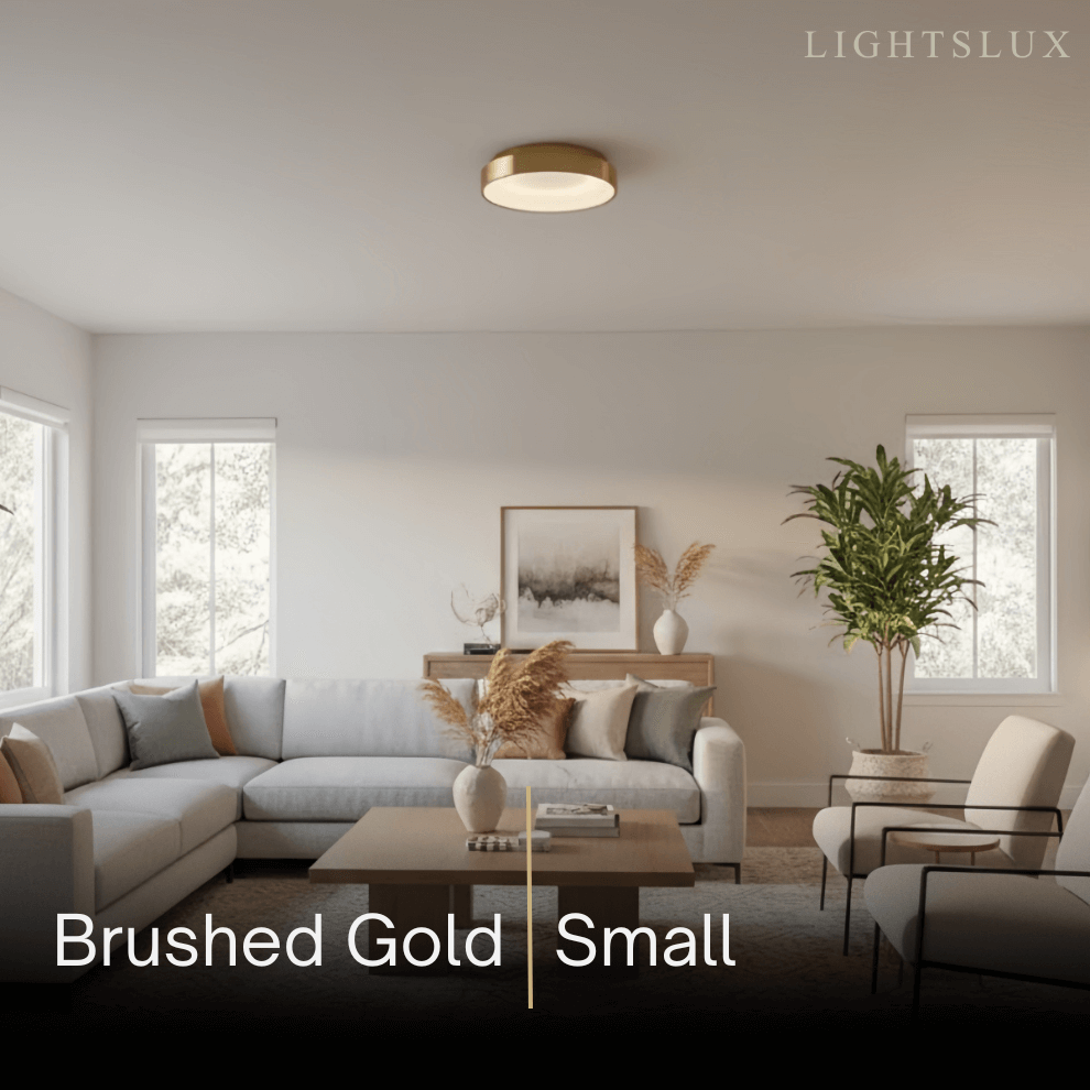 Modern Flush Mount Ceiling Light – Gold/ Black LED for Living Room - Flindria