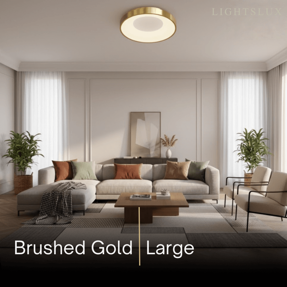 Modern Flush Mount Ceiling Light – Gold/ Black LED for Living Room - Flindria
