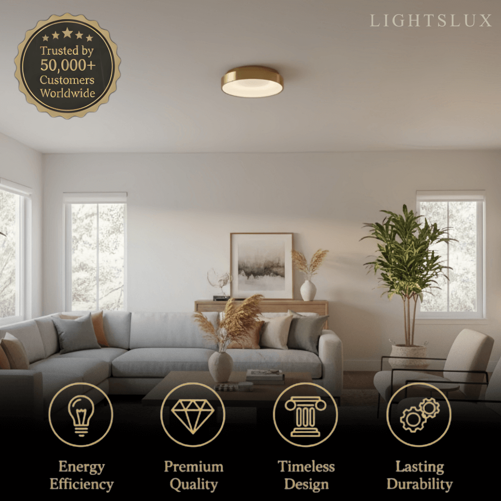 Modern Flush Mount Ceiling Light – Gold/ Black LED for Living Room - Flindria