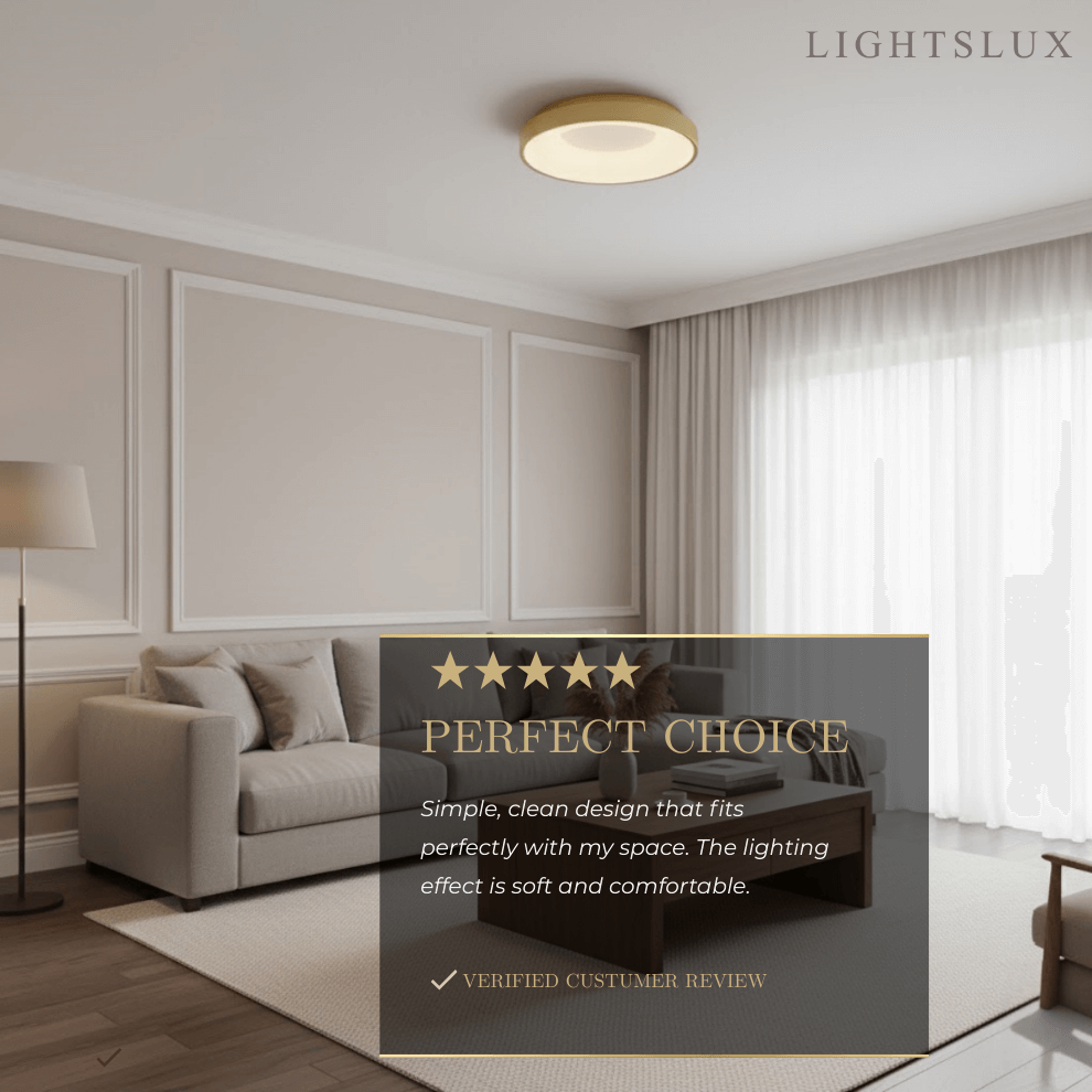 Modern Flush Mount Ceiling Light – Gold/ Black LED for Living Room - Flindria