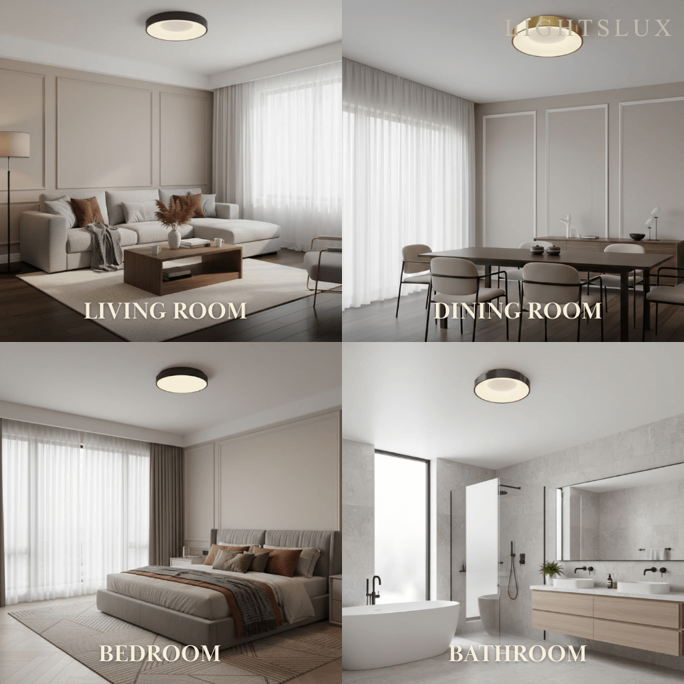 Modern Flush Mount Ceiling Light – Gold/ Black LED for Living Room - Flindria