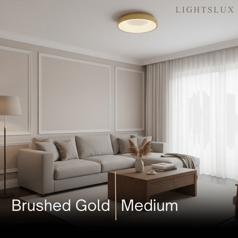 Modern Flush Mount Ceiling Light – Gold/ Black LED for Living Room - Flindria