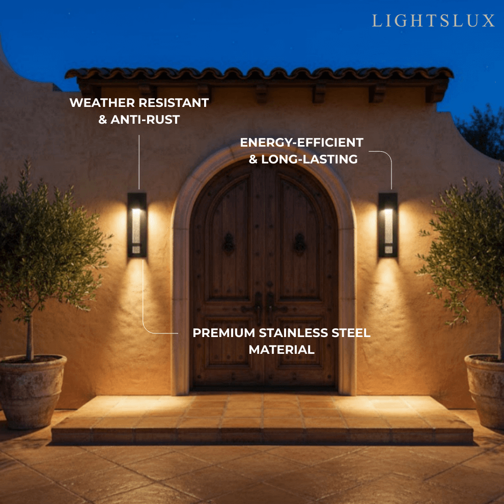Modern Outdoor Wall Sconce – Black Stainless Steel Crystal Accents Starry Glow for Entryway - Flindria