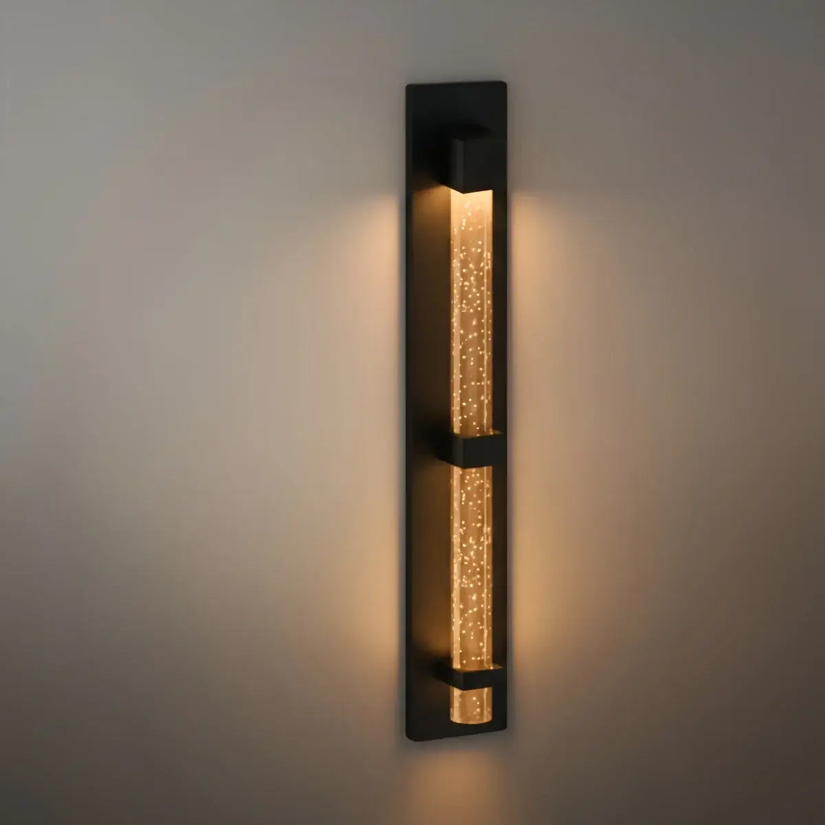 Modern Outdoor Wall Sconce – Black Stainless Steel Crystal Accents Starry Glow for Entryway - Flindria