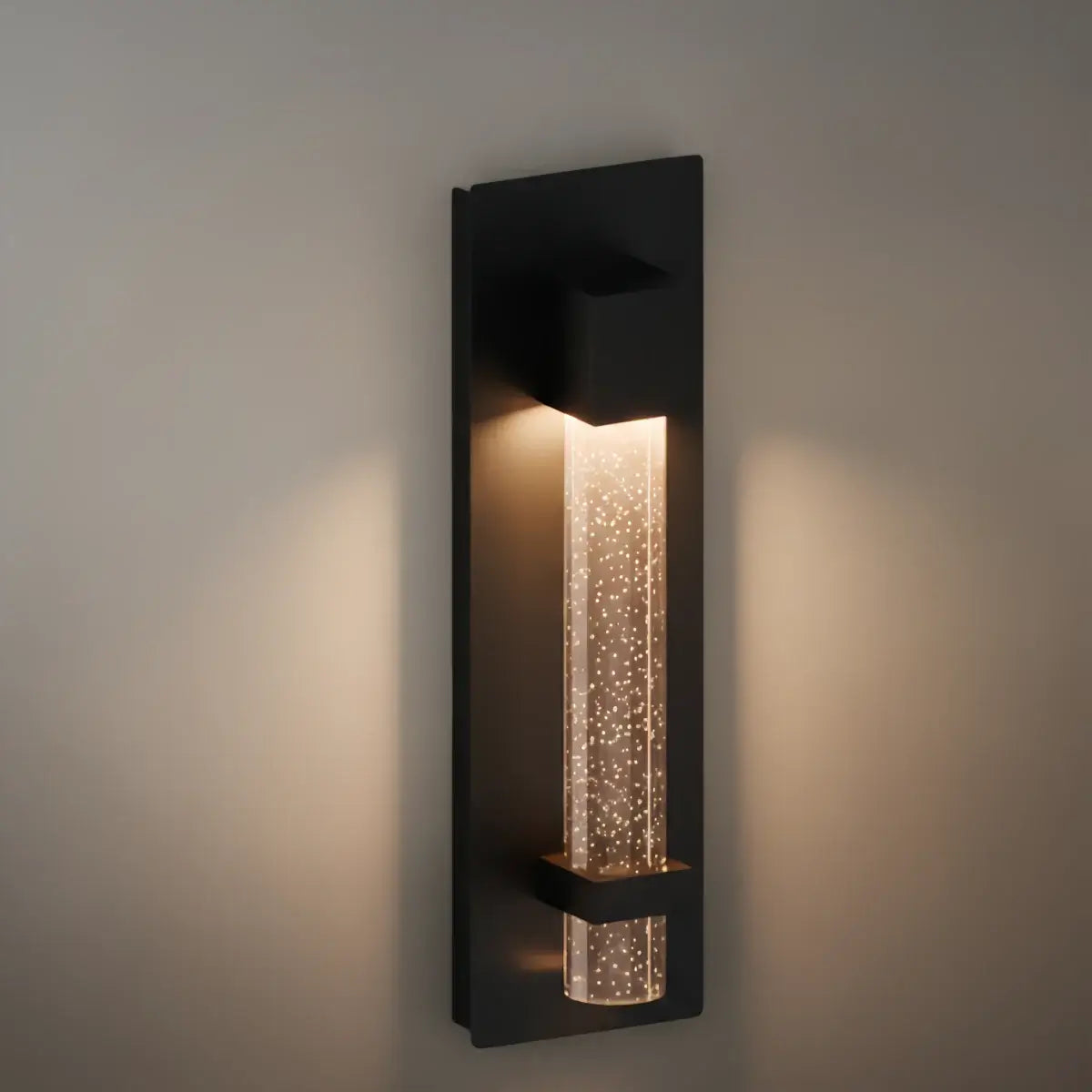 Modern Outdoor Wall Sconce – Black Stainless Steel Crystal Accents Starry Glow for Entryway - Flindria