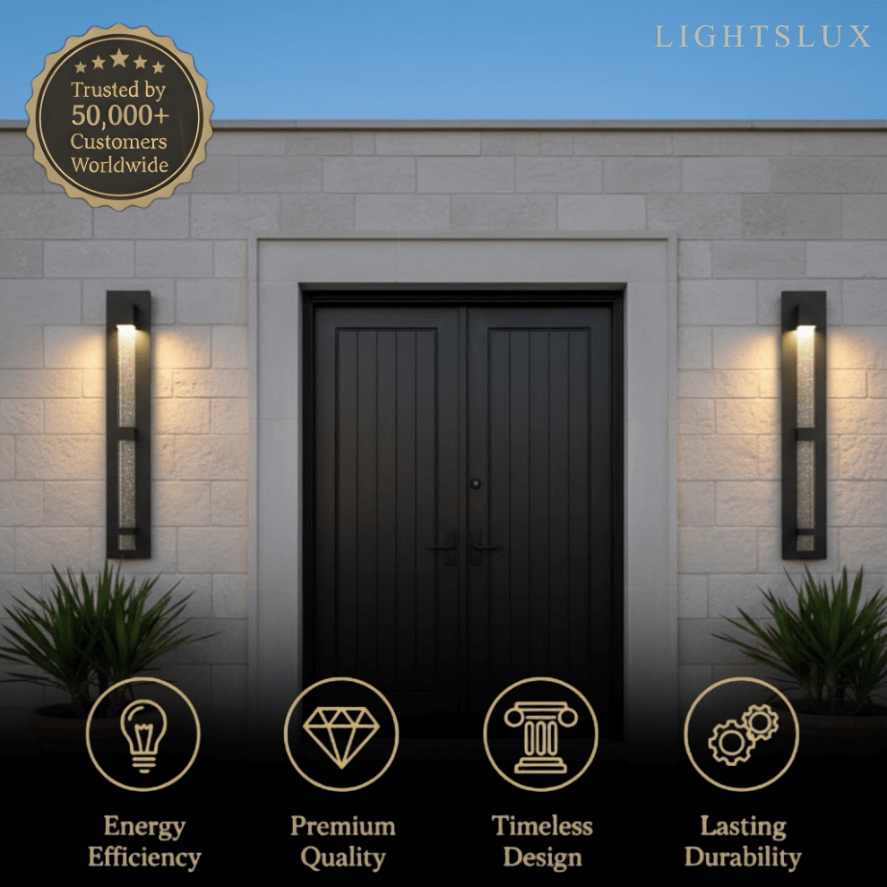 Modern Outdoor Wall Sconce – Black Stainless Steel Crystal Accents Starry Glow for Entryway - Flindria