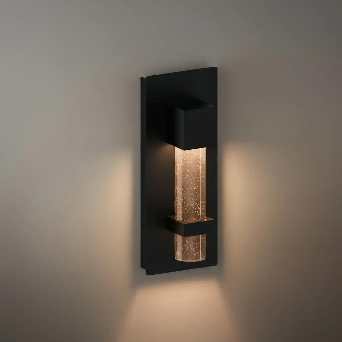 Modern Outdoor Wall Sconce – Black Stainless Steel Crystal Accents Starry Glow for Entryway - Flindria