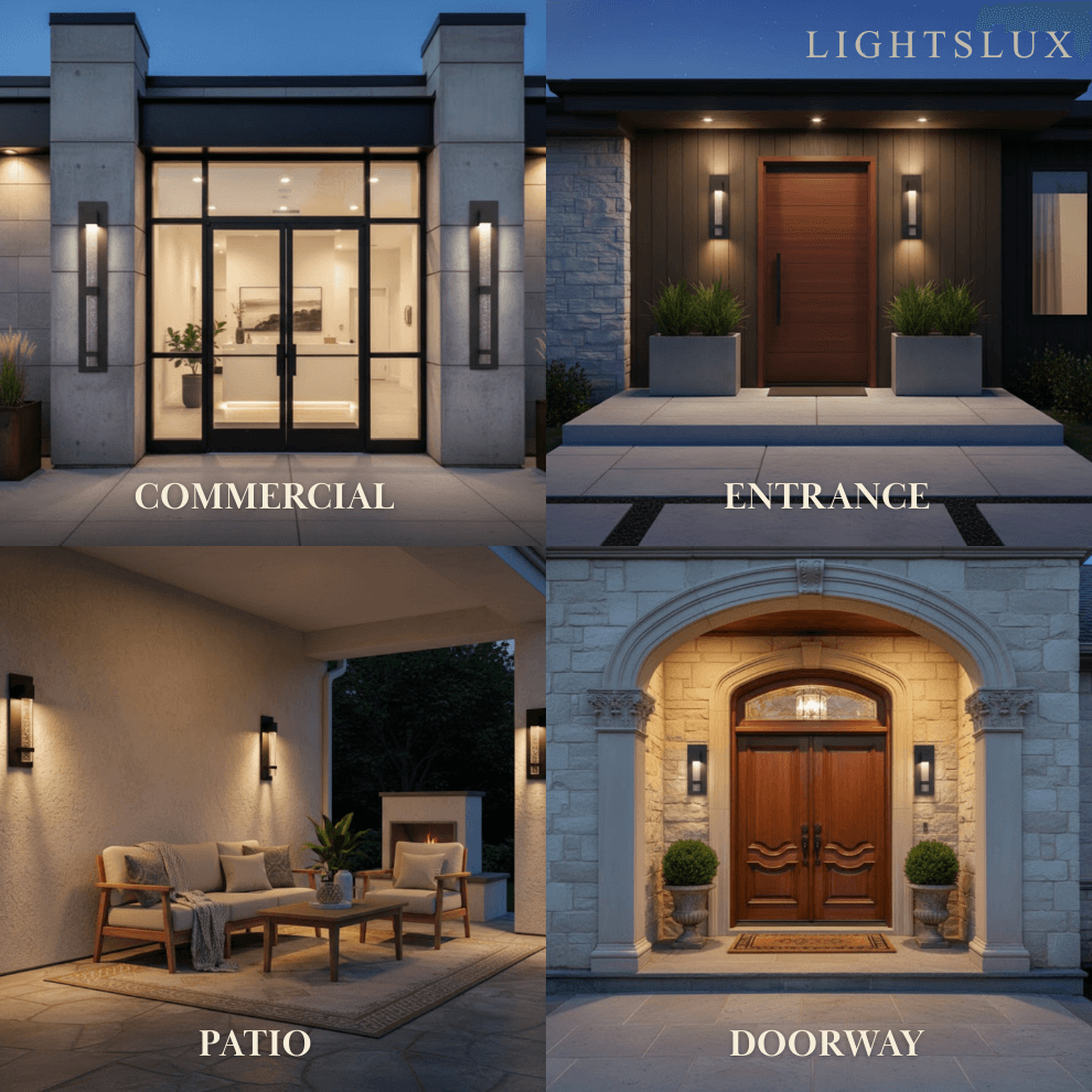 Modern Outdoor Wall Sconce – Black Stainless Steel Crystal Accents Starry Glow for Entryway - Flindria