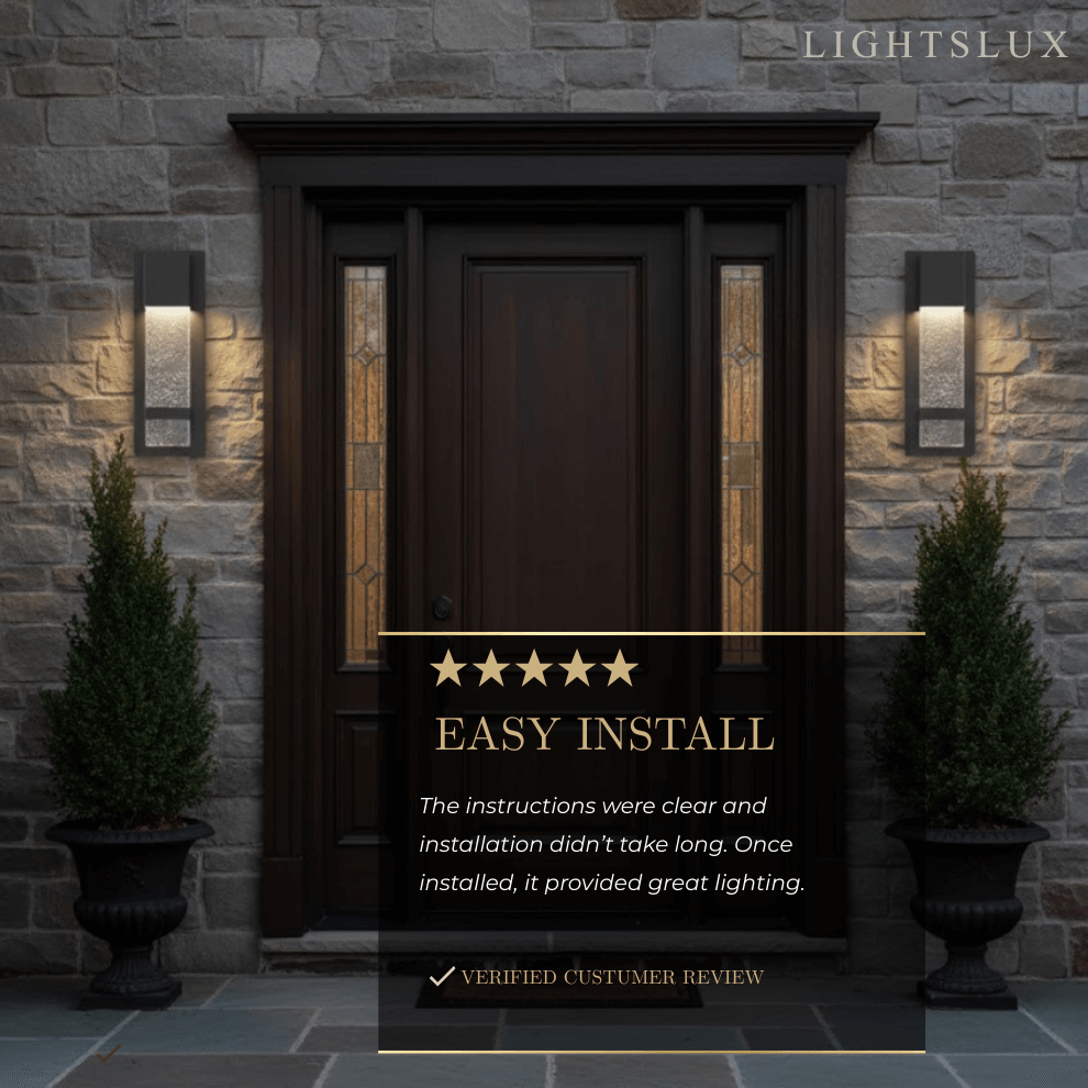 Modern Outdoor Wall Sconce – Black Stainless Steel/Glass for Patio/Entryway - Flindria