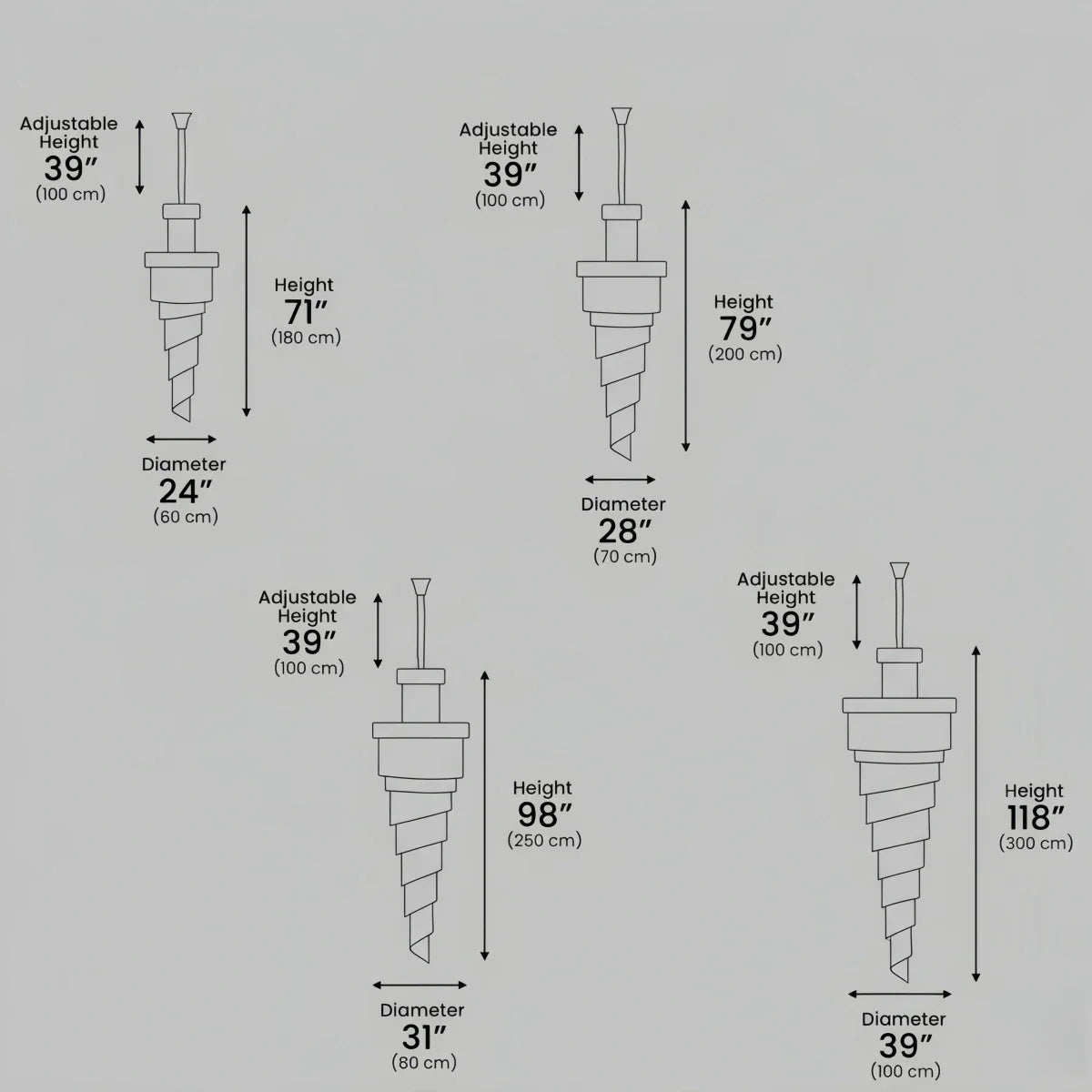 Lujoso candelabro cónico de cristal – Ónix negro dorado grande regulable para vestíbulo/salón principal - Flindria