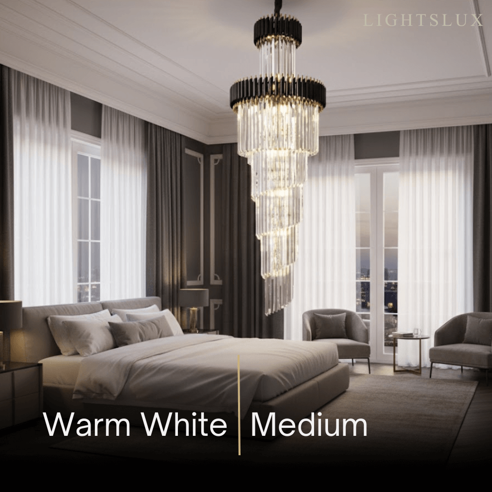 Lujoso candelabro cónico de cristal – Ónix negro dorado grande regulable para vestíbulo/salón principal - Flindria