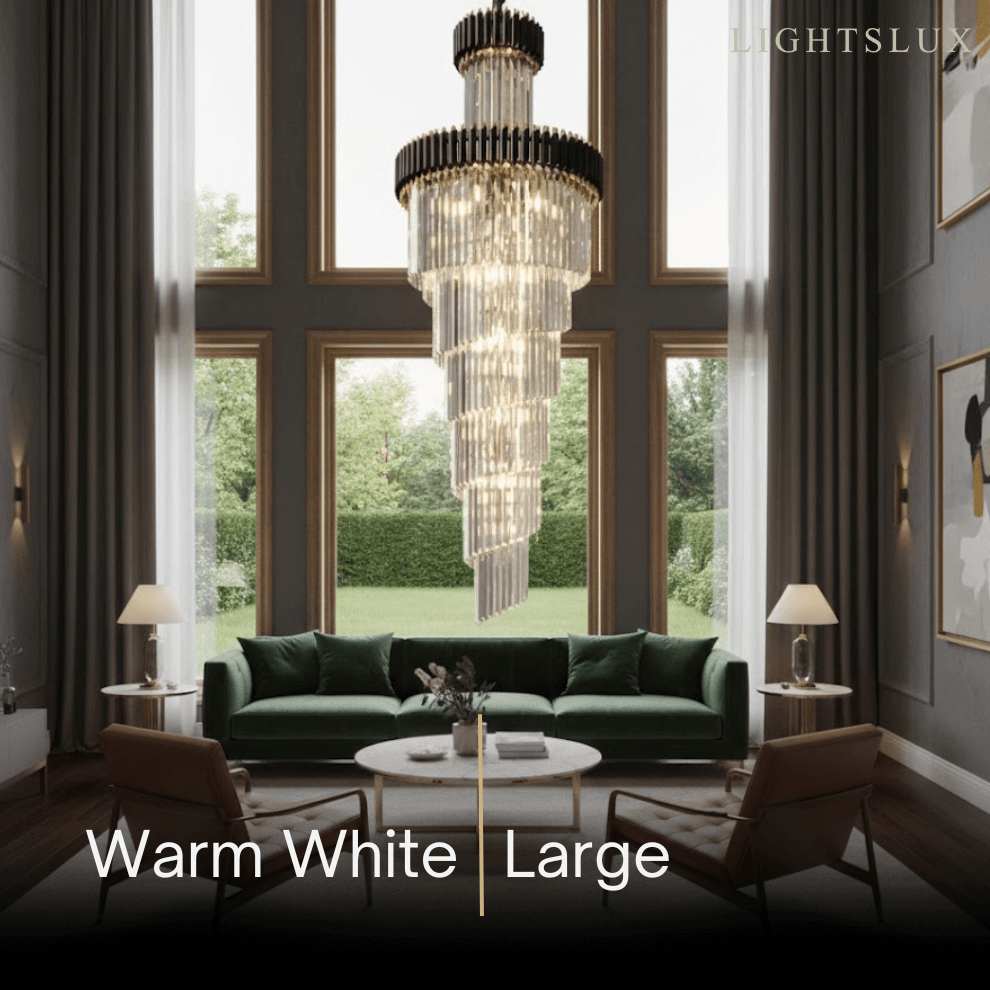 Lujoso candelabro cónico de cristal – Ónix negro dorado grande regulable para vestíbulo/salón principal - Flindria