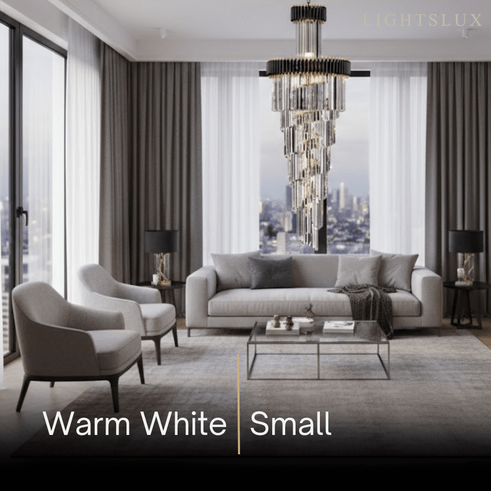 Lujoso candelabro cónico de cristal – Ónix negro dorado grande regulable para vestíbulo/salón principal - Flindria