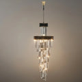 Lujoso candelabro cónico de cristal – Ónix negro dorado grande regulable para vestíbulo/salón principal - Flindria
