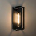 Modern Outdoor Wall Sconce – Black Stainless/Glass Warm Glow for Patio/Entryway - Flindria