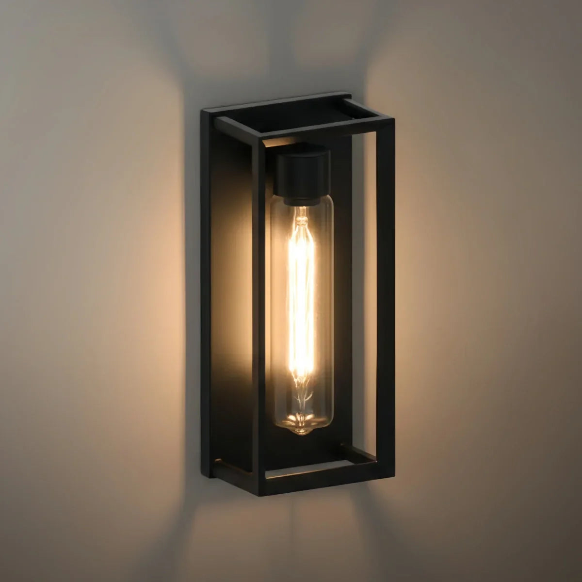Modern Outdoor Wall Sconce – Black Stainless/Glass Warm Glow for Patio/Entryway - Flindria
