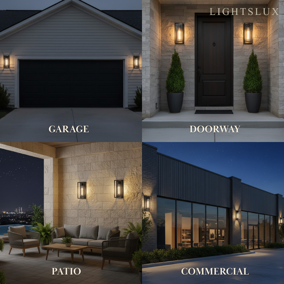 Modern Outdoor Wall Sconce – Black Stainless/Glass Warm Glow for Patio/Entryway - Flindria
