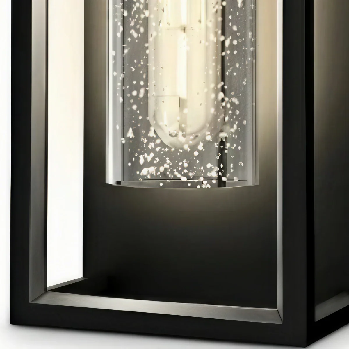 Modern Outdoor Wall Sconce – Black Stainless/Glass Warm Glow for Patio/Entryway - Flindria