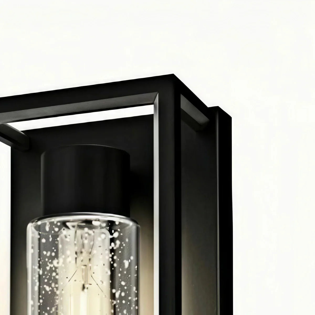 Modern Outdoor Wall Sconce – Black Stainless/Glass Warm Glow for Patio/Entryway - Flindria