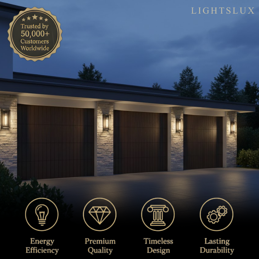 Modern Outdoor Wall Sconce – Black Stainless/Glass Warm Glow for Patio/Entryway - Flindria