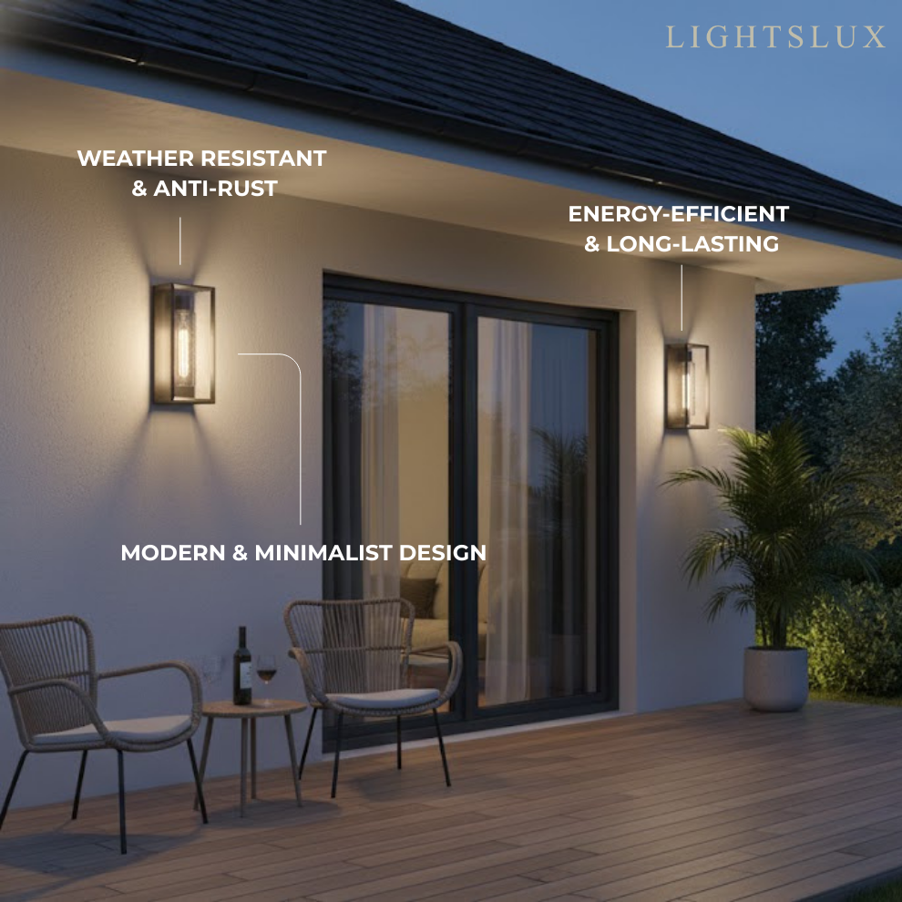 Modern Outdoor Wall Sconce – Black Stainless/Glass Warm Glow for Patio/Entryway - Flindria