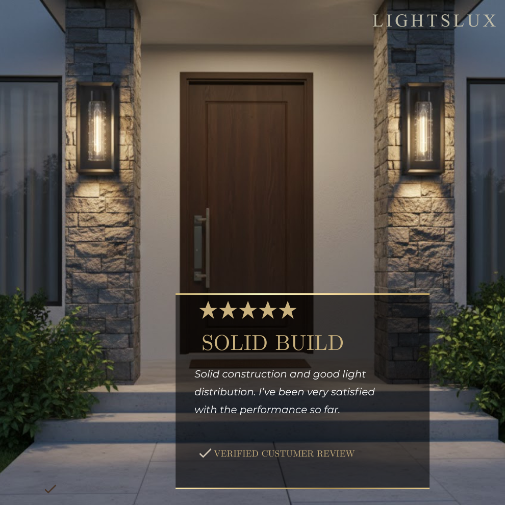 Modern Outdoor Wall Sconce – Black Stainless/Glass Warm Glow for Patio/Entryway - Flindria